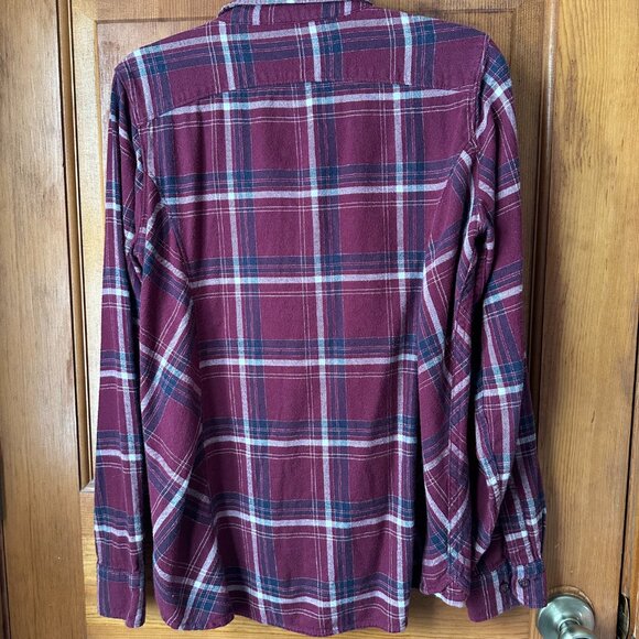 Wolverine Women's Flannel Button Down Shirt - Medium, Burgundy/Maroon - Picture 2 of 6